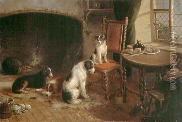 Interior with Dogs, 1894-96 Oil Painting - Thomas Smythe