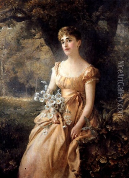 Portrait Of Violet Beauchamp Oil Painting - Edward Hughes