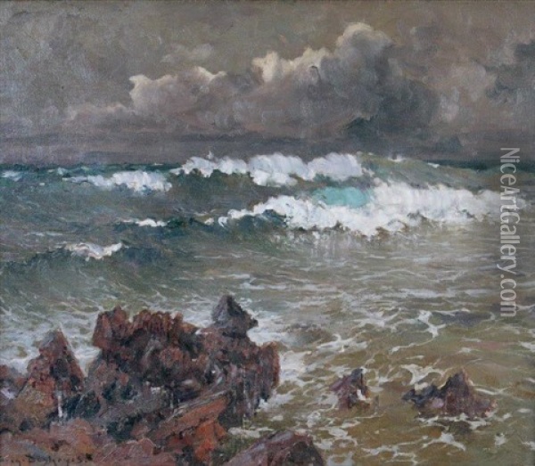 Bord De Cote Oil Painting - Eugene F. A. Deshayes