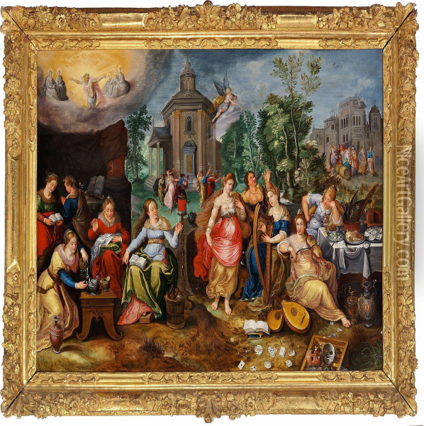 The Parable Of The Wise And The Foolish Virgins Oil Painting - Pieter Lisaert