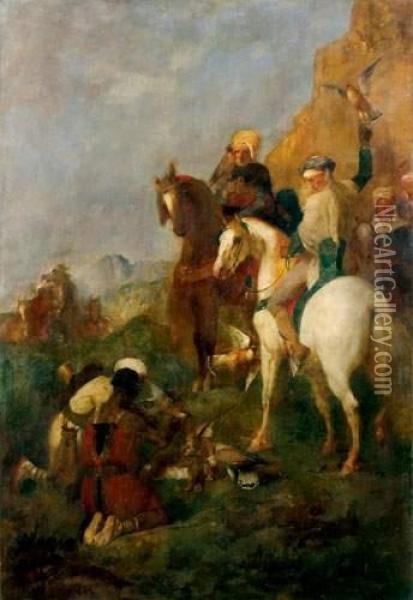 La Chasse Au Faucon En Algerie, La Curee Oil Painting - Eugene Fromentin