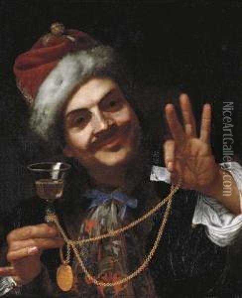 Self-portrait As Laughter Oil Painting - Pietro Bellotti