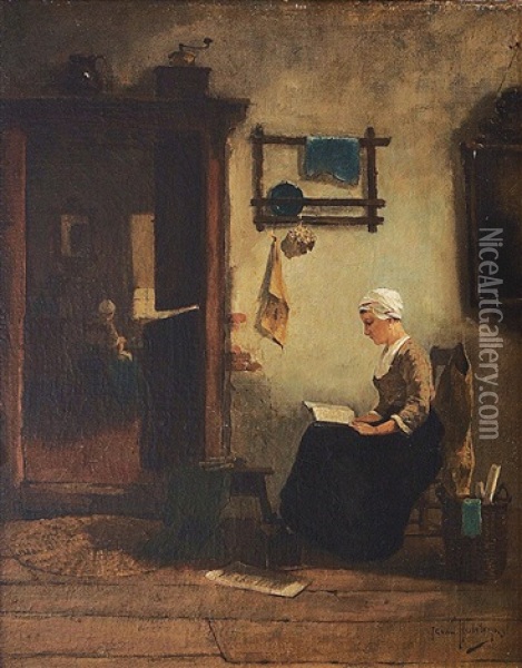 Die Lesende Magd Oil Painting - Cornelis Johannes van Hulsteyn