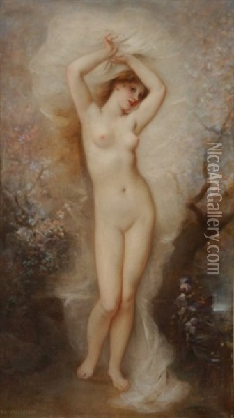 Jeune Femme Nue, Allegorie Oil Painting - Andre Charles Voillemot