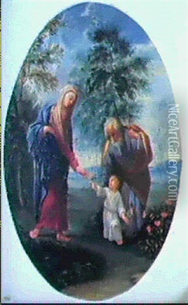La Sacra Famiglia  L'infanzia Di Cristo Oil Painting - Filippo Lauri