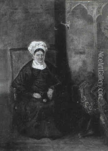 Portrait Of Mrs Neidham Of Leyton Oil Painting - John E. Ferneley