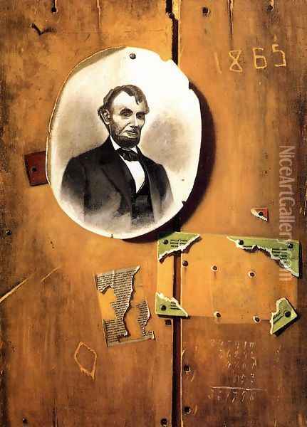 Board with Lincoln Photograph Oil Painting - John Frederick Peto