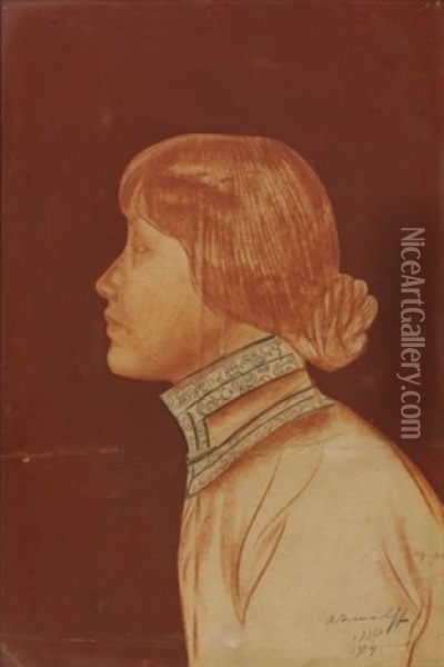 Jeune Mongole De Profil Oil Painting - Alexander Evgenievich Iacovleff