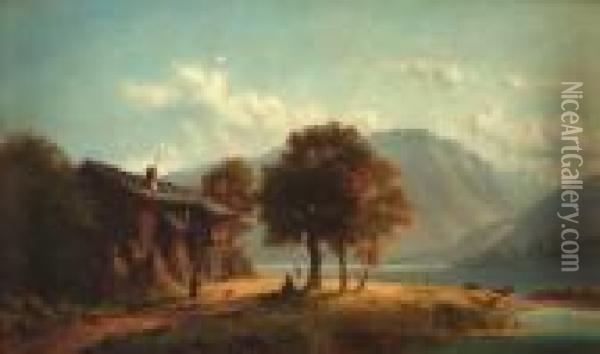 In The Bavarian Alps Oil Painting - Anton Doll