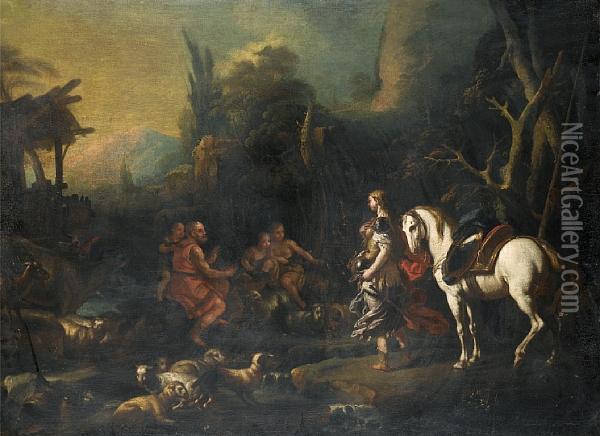 Erminia And The Shepherds Oil Painting - Francesco Solimena