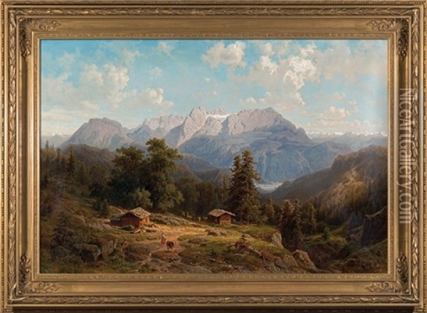 Landscape From Alps Oil Painting - Ernst Von Raven