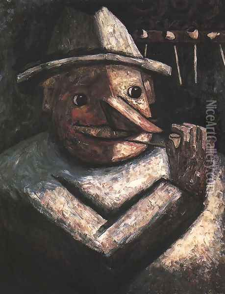 Portrait of a Man with Pipes Oil Painting - Tadeusz Makowski