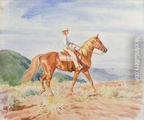 Horse And Female Rider Oil Painting - John Edward Borein