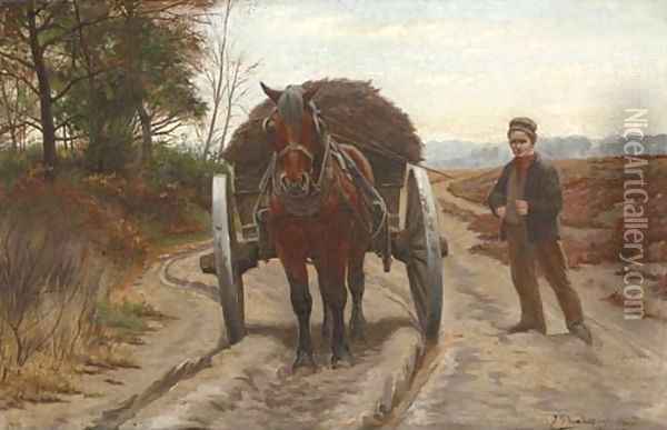 The road home Oil Painting - Frans Van Leemputten