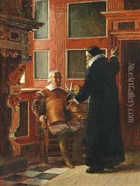Praesten Ole Vind Praediker For Christian Iv (study) Oil Painting - Carl Christian Andersen