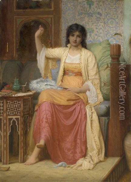 A Fan-maker Oil Painting - Charles Edward Perugini