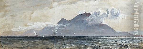 Sailing Boat Off The Island Of Samos Oil Painting - Sir Oswald Walter Brierly