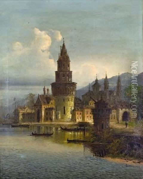 Ansicht Von Andernach Oil Painting - J. Wilhelm Jankowsky