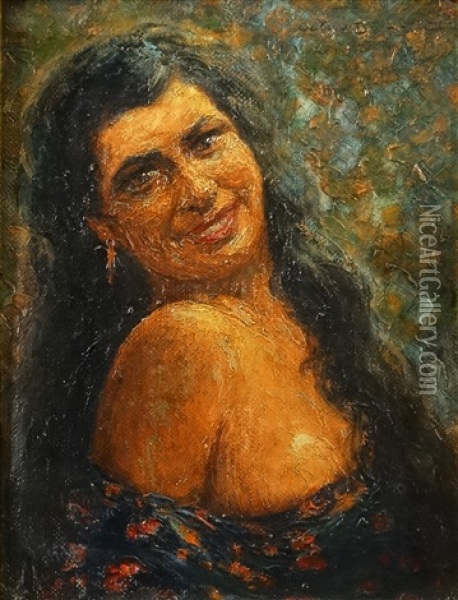 Young Gipsy Oil Painting - Octav Bancila