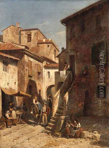 The village Oil Painting - Jacques Carabain