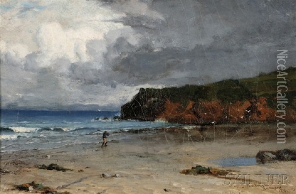 Fisherman On Shore Oil Painting - William Lamb Picknell