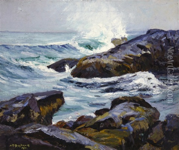 Monhegan Island Surf Oil Painting - Abraham Jacob Bogdanove