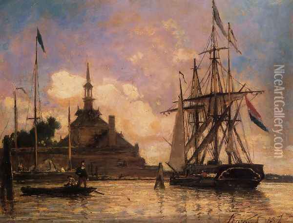 The Port Of Rotterdam2 Oil Painting - Johan Barthold Jongkind