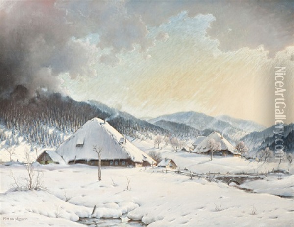 Aufziehender Schneesturm Im Schwarzwald Oil Painting - Karl Hauptmann