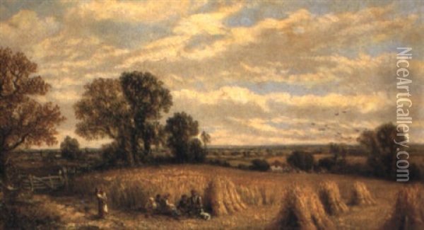 Harvesters Resting Oil Painting - James E. Meadows