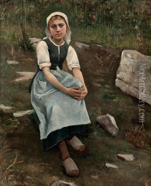 A Girl From Bretagne Oil Painting - Amelia H. Lundahl