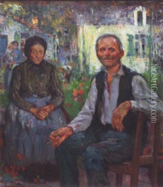Portrait D'homme Et Sa Mere Oil Painting - Jankel Adler