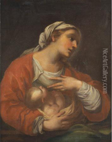 Madonna & Child Oil Painting - Elisabetta Sirani