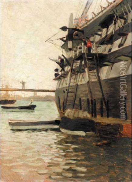 The Hull Of A Battle-ship Oil Painting - James Jacques Joseph Tissot