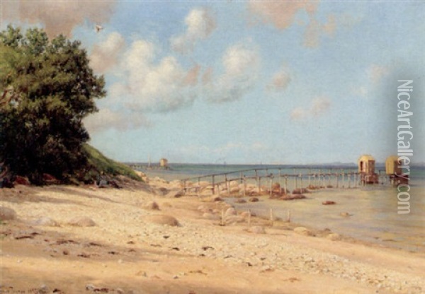 Strandbillede Oil Painting - Louis Isak Napoleon Jensen