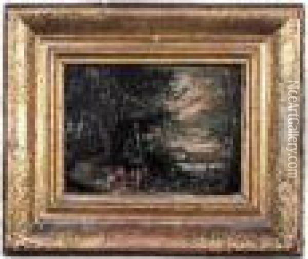 Paysage De Foret Avec Le Christ Guerissant La Veuve Oil Painting - Abraham Willemsens