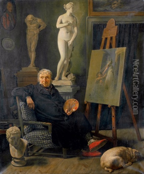 Der Maler Christian August Lorentzen In Seinem Oil Painting - Martinus Christian Wesseltoft Rorbye