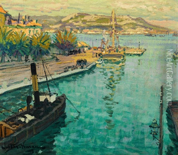 Harbour Entrance (toulon) Oil Painting - Johann Walter-Kurau