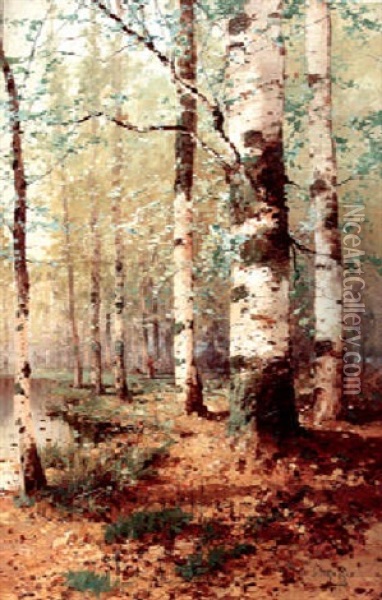 Birch Trees Oil Painting - Julian Walbridge Rix