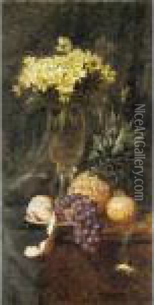Still Life Of Fruit And Flowers Oil Painting - Iulii Iul'evich (Julius) Klever