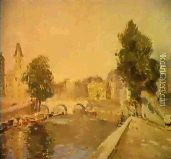 De Seine Te Parijs. La Seine A Paris. Oil Painting - Paul Mathieu