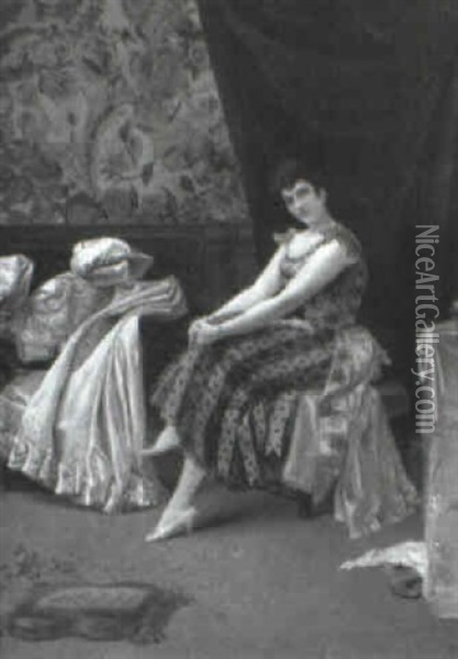 Seated Lady Oil Painting - Georges Croegaert