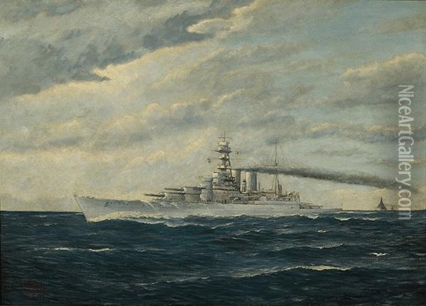 Battleships Oil Painting - Sidney Clark