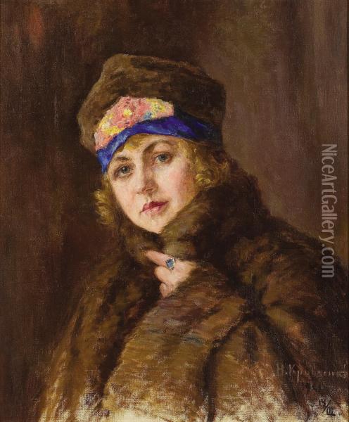Portrait Of A Woman Oil Painting - Nikolai Ivanovich Kravchenko