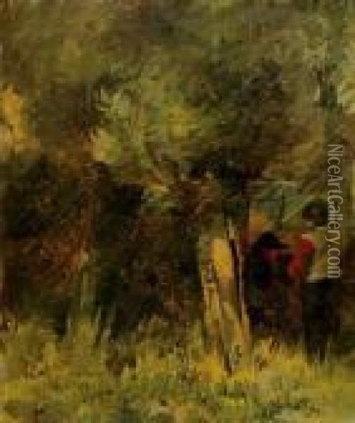 Zwei Bauern In Landschaft Oil Painting - Wilhelm Busch