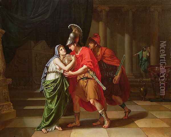 Electra Receiving the Ashes of her Brother, Orestes, 1826-27 Oil Painting - Jean Baptiste Joseph Wicar