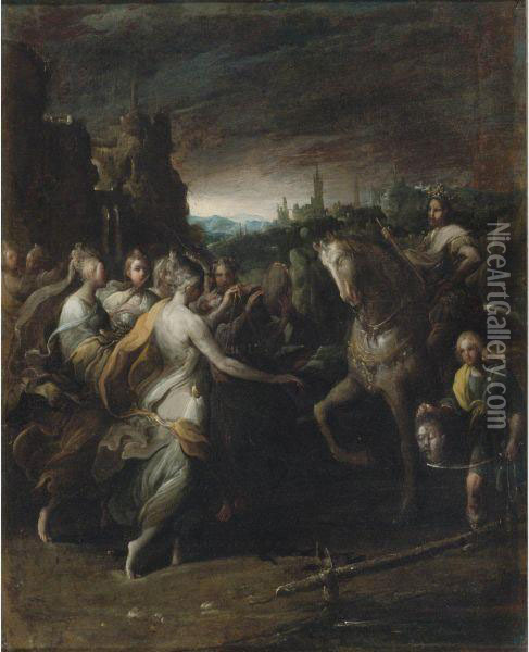 The Triumph Of David Oil Painting - Giovanni Andrea Donducci (see MASTELLETTA)