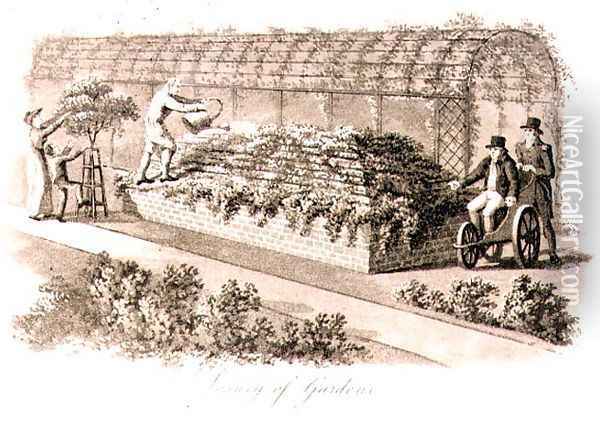 Luxury of Gardens, from Fragments on the Theory and Practice of Landscape Gardening, pub. 1816 Oil Painting - Humphry Repton