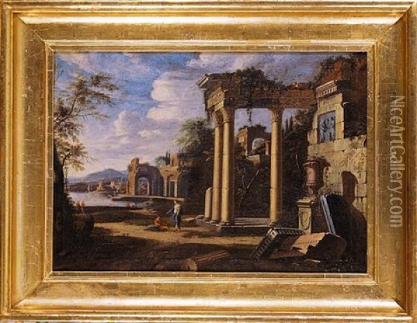 Coastal Landscape With Classical Ruins Oil Painting - Niccolo Codazzi