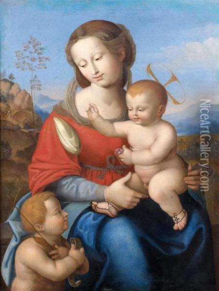 Vierge A L'enfant Avec Jean-baptiste Oil Painting - Jacques De Stella