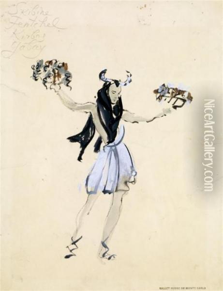 Etude De Costume Pour Les Ballets Russes Oil Painting - Christian Berard